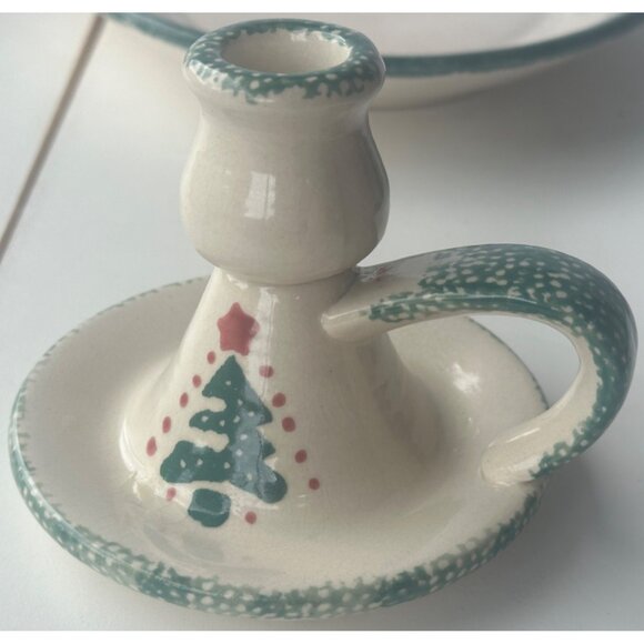 Ceramic 2-pc. Winter Holidays Christmas Tree Candle Holder and Dish Platter-READ - Picture 16 of 16